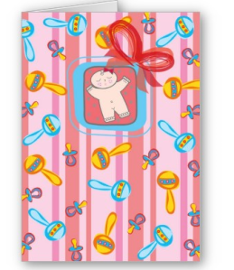 Baby and Rattles Girl Announcement - Invite Card from Zazzle.com_1245048284918