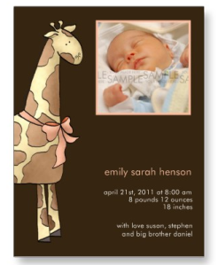 -Giraffe- Brown & Apricot Baby Announcement Postcard from Zazzle.com_1245216997618