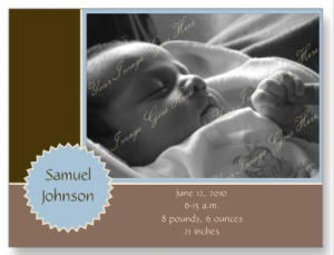 Brown and Blue Photo Announcement (Customizable) Postcard from Zazzle.com_1248762430653