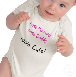 A Really Cute Baby T 50% Mommy 50% Daddy T-shirt from Zazzle.com_1249807120501
